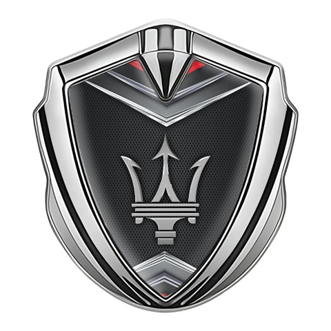 Maserati 3D Car Metal Emblem Silver Dark Mesh Metal Element Effect