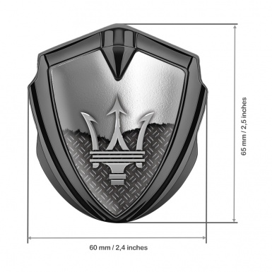 Maserati Fender Emblem Badge Graphite Metal Deck Grey Trident Logo