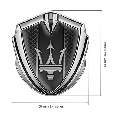 Maserati Fender Metal Emblem Badge Silver Waffle Effect Metallic Design