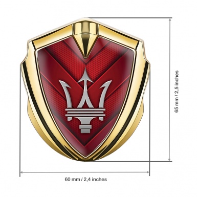 Maserati Trunk Emblem Badge Gold Red Hex V Panels Grey Trident Logo