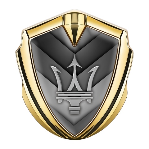 Maserati Self Adhesive Bodyside Emblem Gold V Shutter Grey Trident Logo