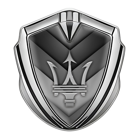 Maserati Self Adhesive Bodyside Emblem Silver V Shutter Grey Trident Logo
