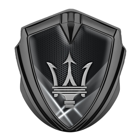 Maserati Trunk Metal Emblem Graphite White Backlight Grey Trident Logo