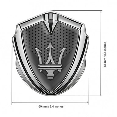 Maserati Bodyside Badge Self Adhesive Silver Dot Base Grey Trident Logo