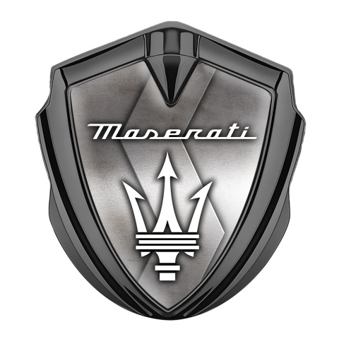 Maserati Trunk Emblem Badge Graphite Metallic S Plate White Clean Logo
