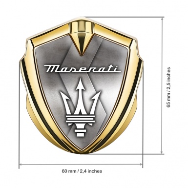 Maserati Trunk Emblem Badge Gold Metallic S Plate White Clean Logo