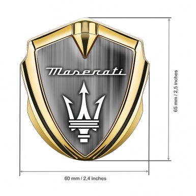 Maserati Fender Emblem Badge Gold Metal Gradient White Trident Logo