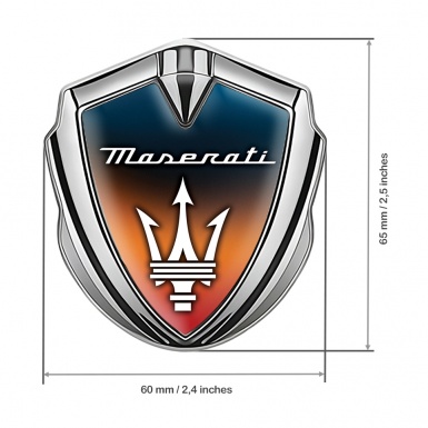 Maserati Bodyside Emblem Silver Color Gradient White Trident Logo