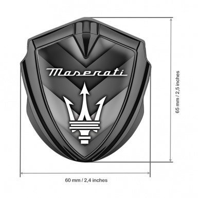 Maserati Fender Emblem Badge Graphite V Shutter White Trident Edition