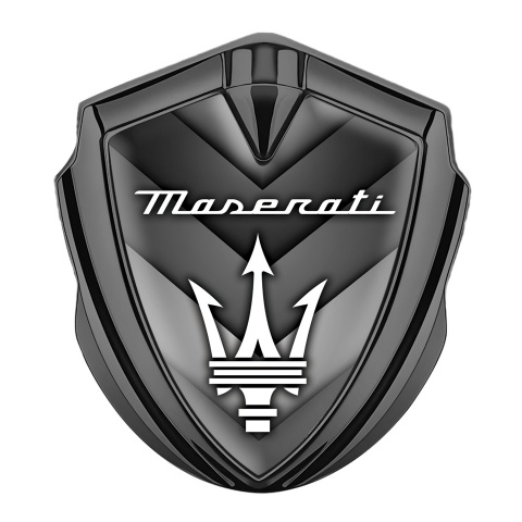 Maserati Fender Emblem Badge Graphite V Shutter White Trident Edition