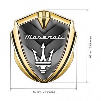 Maserati Fender Emblem Badge Gold V Shutter White Trident Edition