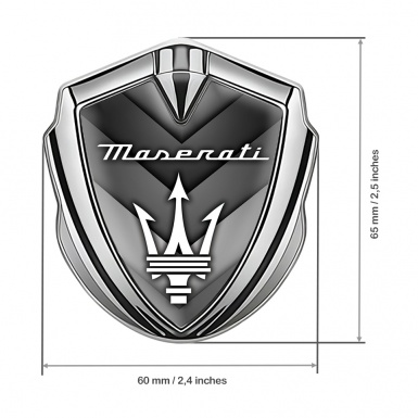 Maserati Fender Emblem Badge Silver V Shutter White Trident Edition