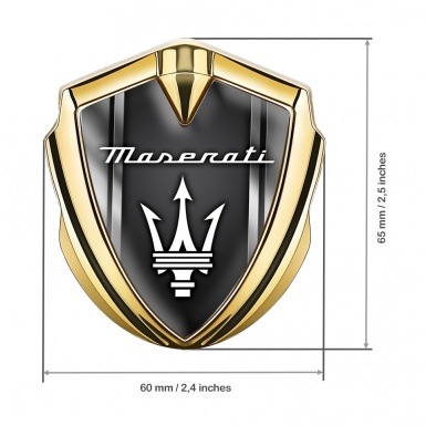 Maserati Trunk Emblem Badge Gold Grey Style Panels White Trident Logo