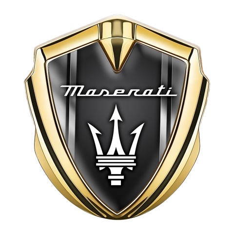 Maserati Trunk Emblem Badge Gold Grey Style Panels White Trident Logo