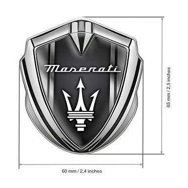 Maserati Trunk Emblem Badge Silver Grey Style Panels White Trident Logo