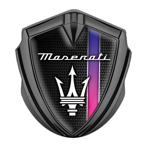 Maserati 3D Car Metal Emblem Graphite Black Carbon Gradient Stripe Design