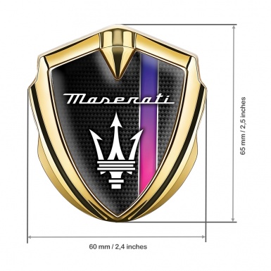 Maserati Emblem Aufkleber Autozubehor Goldtonfarbe mit Lila Band Basis und Weiss Logo Stil