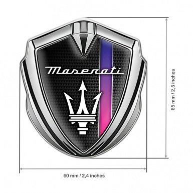 Maserati 3D Car Metal Emblem Silver Black Carbon Gradient Stripe Design