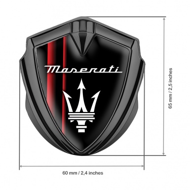 Maserati Trunk Metal Emblem Badge Graphite Red Sport Stripes Trident Logo