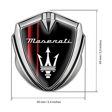 Maserati Trunk Metal Emblem Badge Silver Red Sport Stripes Trident Logo