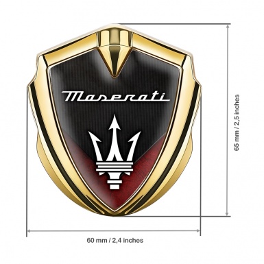 Maserati Tuning Emblem Self Adhesive Gold Red V Base Trident Edition