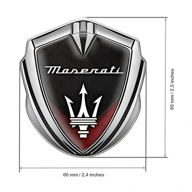 Maserati Tuning Emblem Self Adhesive Silver Red V Base Trident Edition