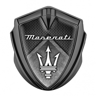 Maserati Fender Emblem Badge Graphite Light Hex Stone Slab Trident Edition