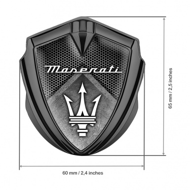 Maserati Fender Emblem Badge Graphite Light Hex Stone Slab Trident Edition