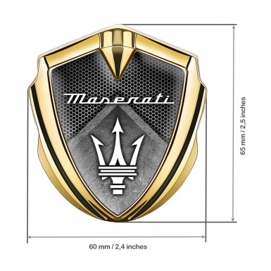 Maserati Fender Emblem Badge Gold Light Hex Stone Slab Trident Edition