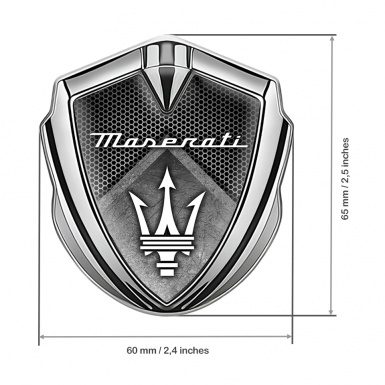 Maserati Fender Emblem Badge Silver Light Hex Stone Slab Trident Edition