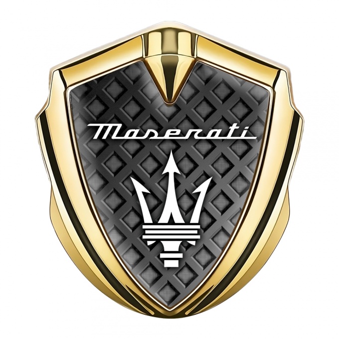 Maserati Self Adhesive Bodyside Emblem Gold Grey Grille Trident Logo