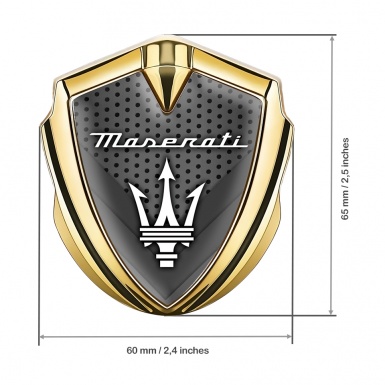 Maserati Bodyside Badge Self Adhesive Gold Dot Base White Trident Logo