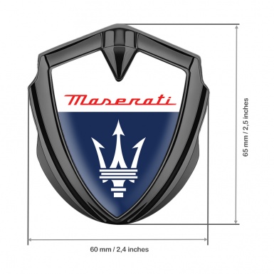 Maserati Fender Metal Emblem Badge Graphite White Blue Classic Logo Design