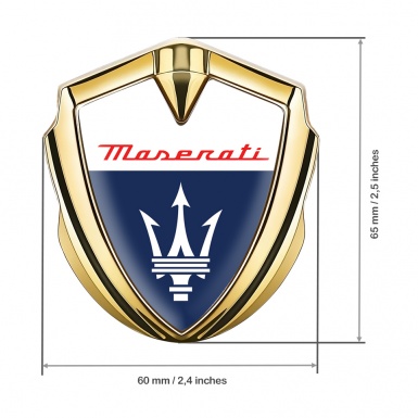 Maserati Fender Metal Emblem Badge Gold White Blue Classic Logo Design