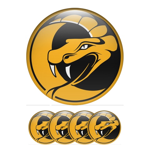 Animals Domed Stickers Wheel Center Cap Sports Series A raging snake In Yellow