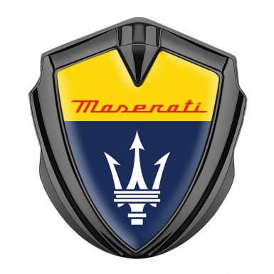 Maserati Trunk Emblem Badge Graphite Yellow Blue Classic Trident Logo