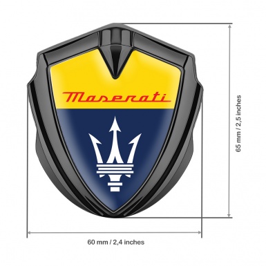 Maserati Trunk Emblem Badge Graphite Yellow Blue Classic Trident Logo