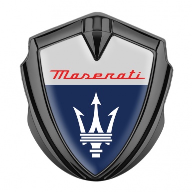 Maserati Trunk Emblem Badge Graphite Grey Blue Classic Trident Logo