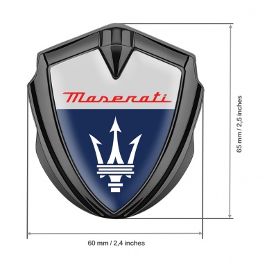 Maserati Trunk Emblem Badge Graphite Grey Blue Classic Trident Logo