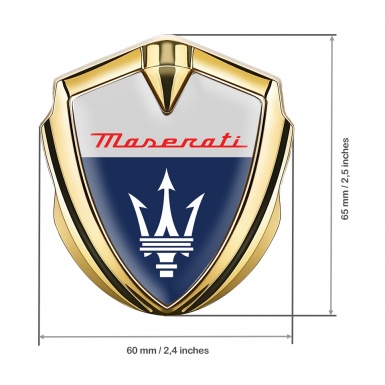 Maserati Trunk Emblem Badge Gold Grey Blue Classic Trident Logo