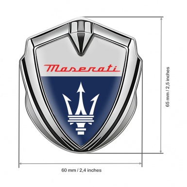 Maserati Trunk Emblem Badge Silver Grey Blue Classic Trident Logo