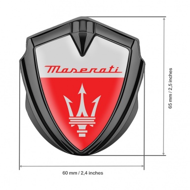 Maserati Fender Emblem Badge Graphite Grey Red Clean Trident Edition