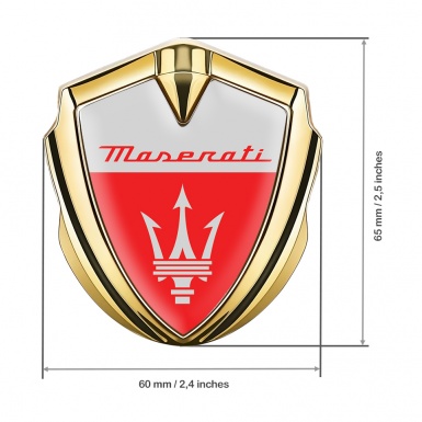 Maserati Fender Emblem Badge Gold Grey Red Clean Trident Edition
