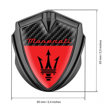 Maserati Fender Metal Emblem Graphite Black Carbon Base Red Logo Edition