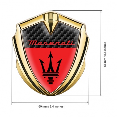 Maserati Fender Metal Emblem Gold Black Carbon Base Red Logo Edition