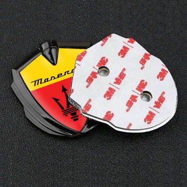 Maserati Tuning Emblem Self Adhesive Graphite Yellow Red Trident Logo