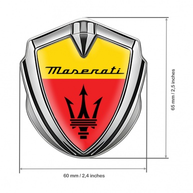 Maserati Tuning Emblem Self Adhesive Silver Yellow Red Trident Logo