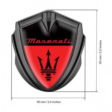 Maserati Fender Emblem Badge Graphite Black Base Red Elements Edition