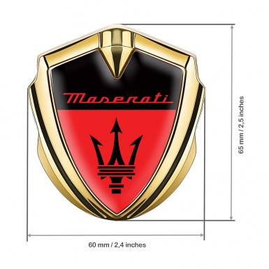 Maserati Fender Emblem Badge Gold Black Base Red Elements Edition
