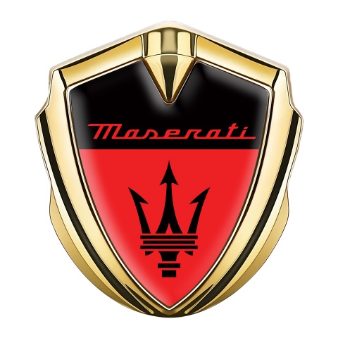 Maserati Fender Emblem Badge Gold Black Base Red Elements Edition